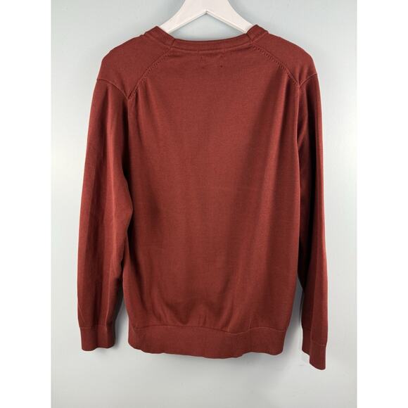 Lands End Men's Cardigan Sweater Size L 100% Supima Cotton Grandpa Rust Orange - Picture 4 of 6